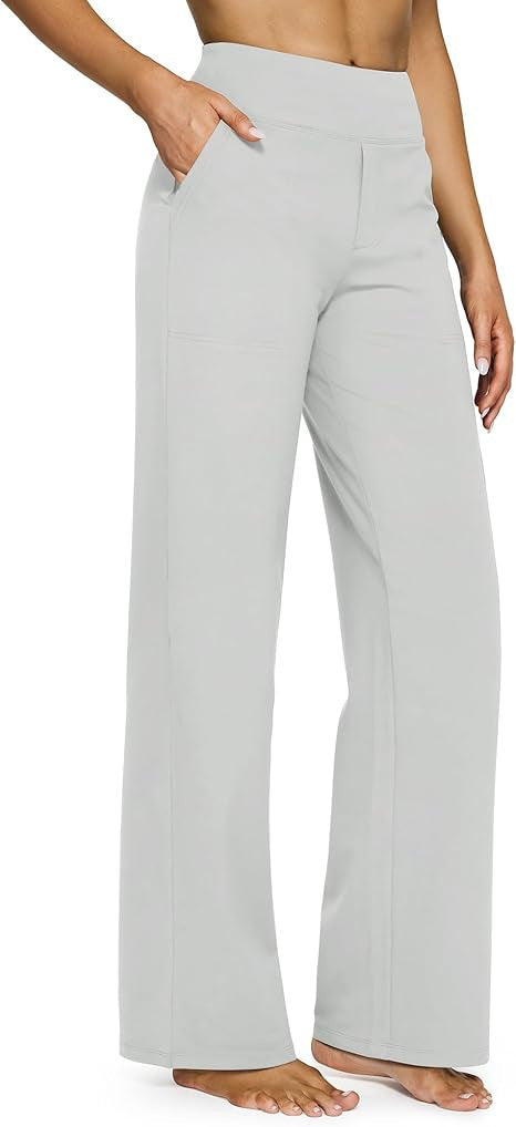 Damen nan weit geschnittene Palazzo-Hose mit hochgeschnittenem Komfortbund und Eingrifftaschen R&B