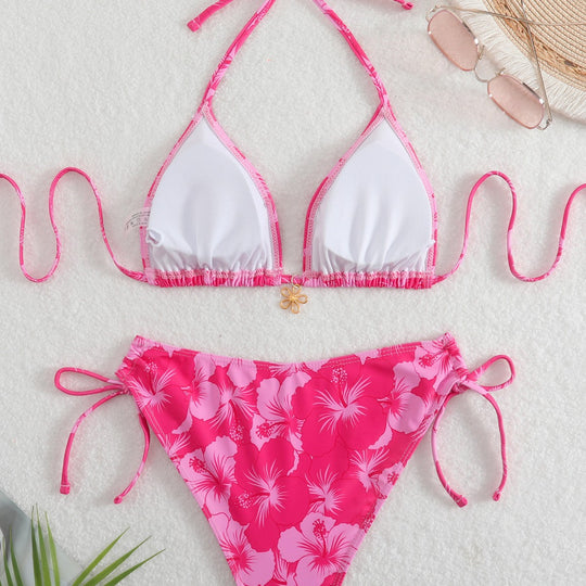 Damen Triangel-Bikini mit verspielten Floral-Details R&B