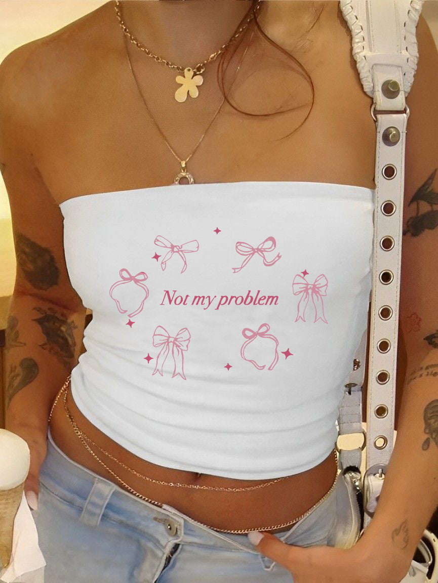 Damen Bandeau-Top mit elegantem Spitzenbandmotiv R&B