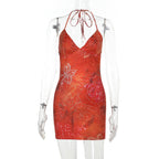 Damen verführerisches Minikleid mit zarten Blumenapplikationen R&B