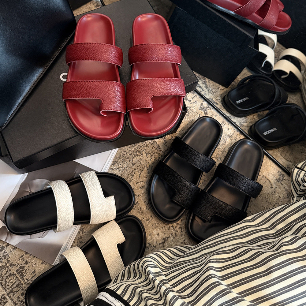 Damen Komfortable und stilvolle Zehensandalen mit breiten Riemen R&B