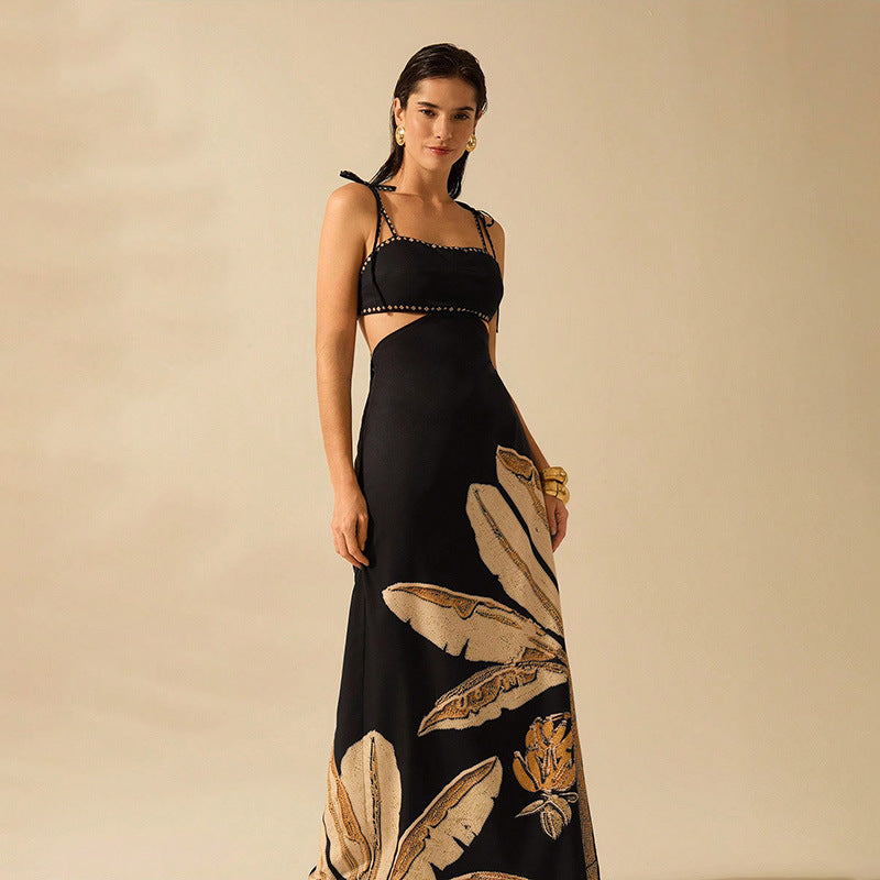 Damen Maxikleid mit floralem Muster und funkelnden Akzenten R&B