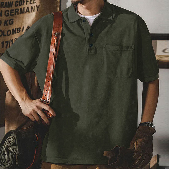 Herren Kurzarm-Polohemd mit praktischer Brusttasche und klassischem Kragen R&B
