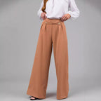 Damen elegante weite Hose mit stylischem Bund und Schaltknopfdetails R&B