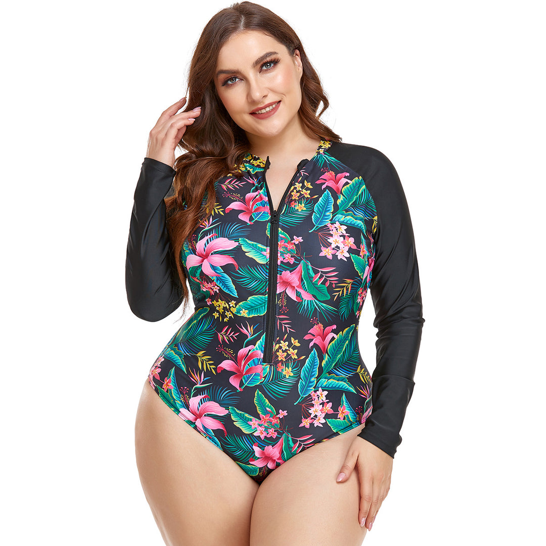 Damen Rashguard Badeanzug mit floralem Muster R&B