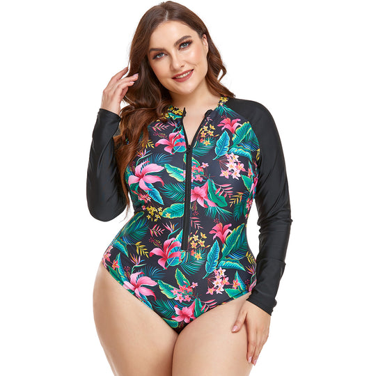 Damen Rashguard Badeanzug mit floralem Muster R&B
