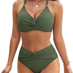 Damen Hochgeschnittener Bikini mit elegantem Wickeldetail R&B