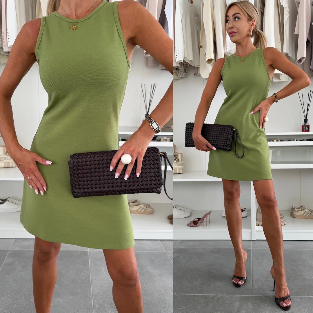 Damen lässiges Freizeitkleid mit ärmellosem Design und lässiger Silhouette R&B