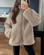 R&B | Stehkragen Doppel End Reißverschluss Fleece Strickjackejacke