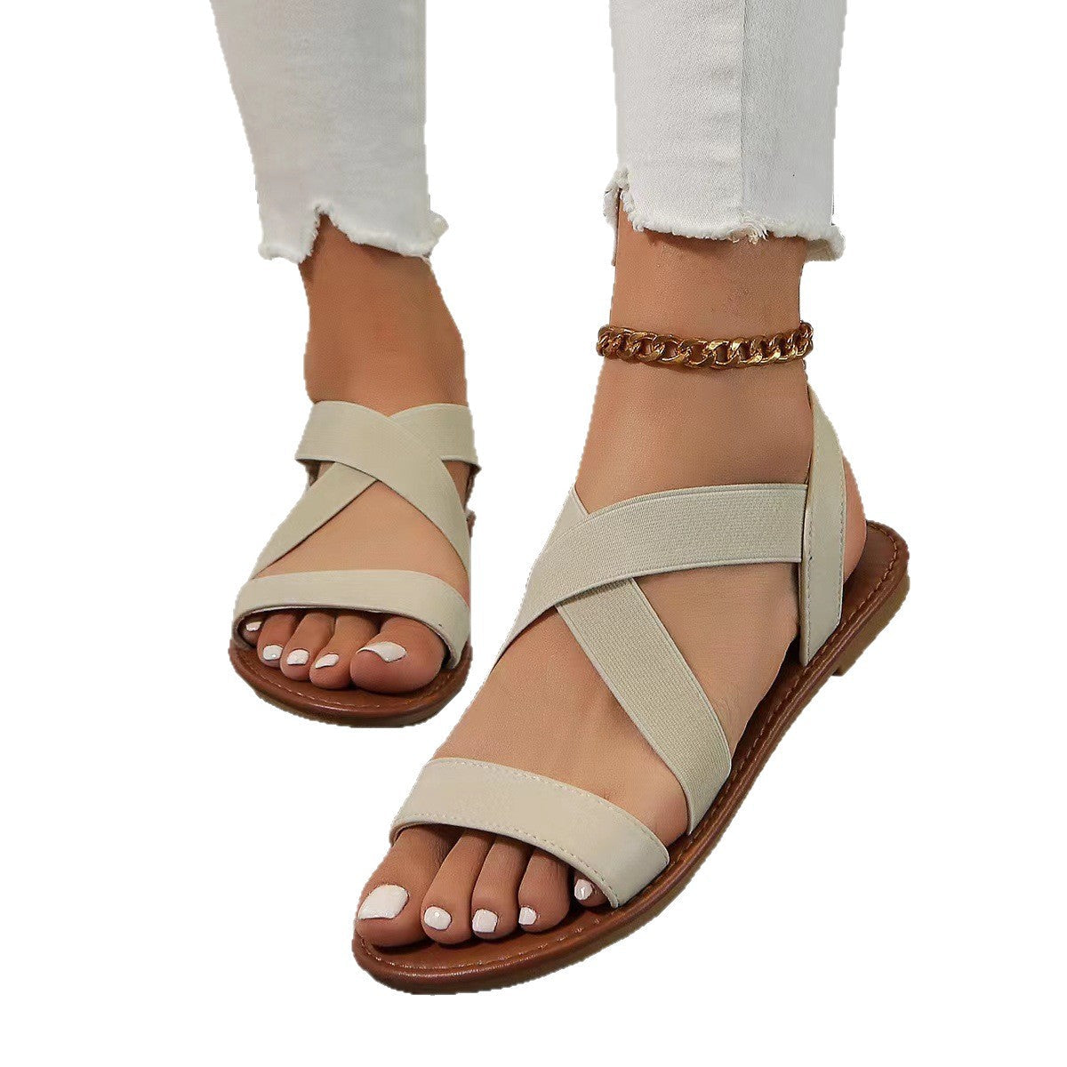 Damen Riemensandalen mit elastischem Kreuzriemen und bequemer Fußbettung R&B
