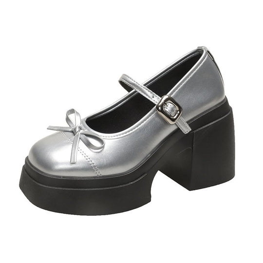 Damen Plateau-Pumps mit Riemchen und Schleifendetail R&B