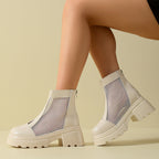 Damen trendy Verbindung von Stiefeln und Ankle Boots mit luftigen Mesh-Elementen R&B
