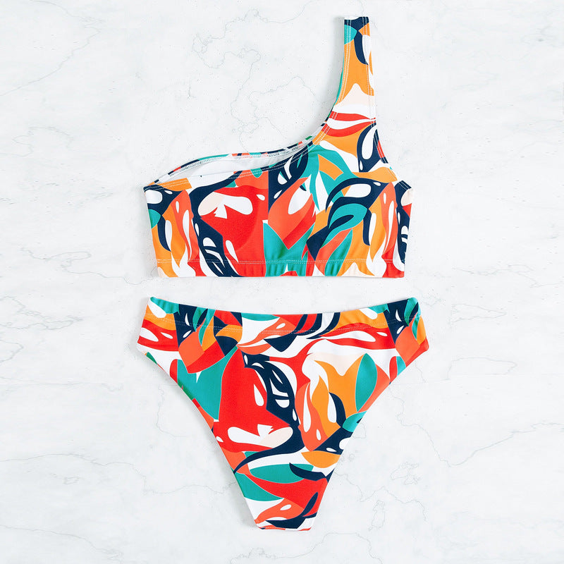 Damen Einseitiger Bikini-Top mit modischem Muster R&B