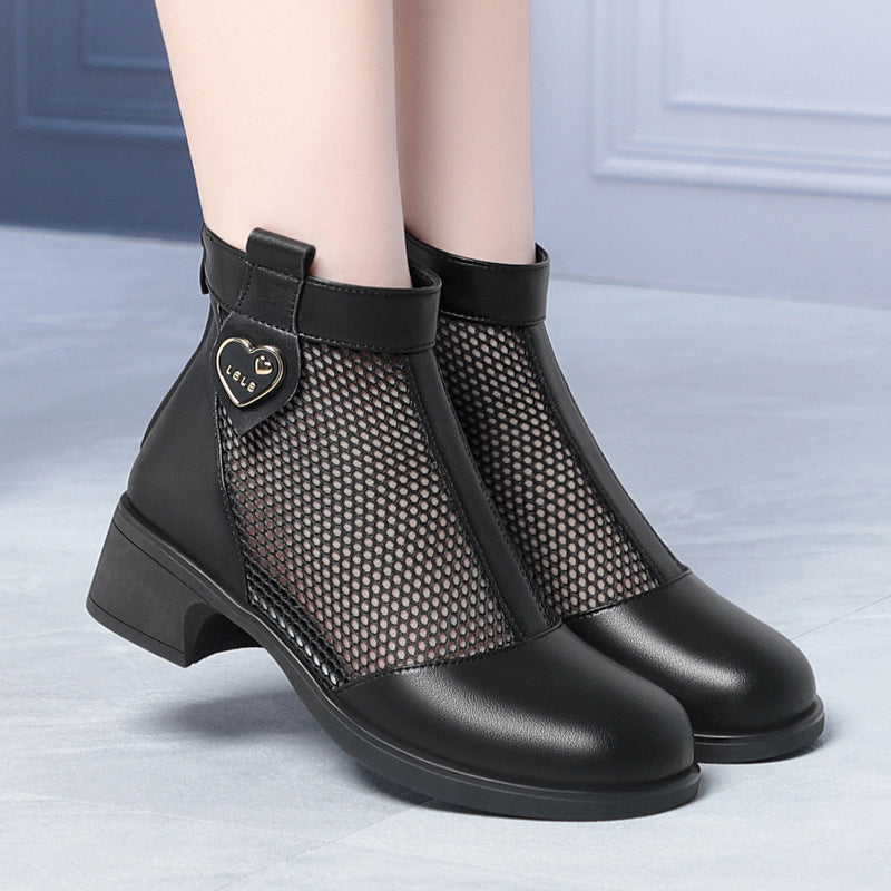 Damen Trendige Stiefeletten mit raffiniertem Netzdesign und flexiblem Blockabsatz R&B