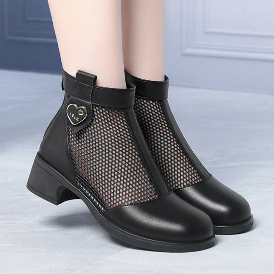 Damen Trendige Stiefeletten mit raffiniertem Netzdesign und flexiblem Blockabsatz R&B