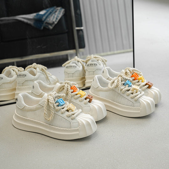 Damen Modische Sneakers mit originellem Schnürsystem und robustem Profil R&B