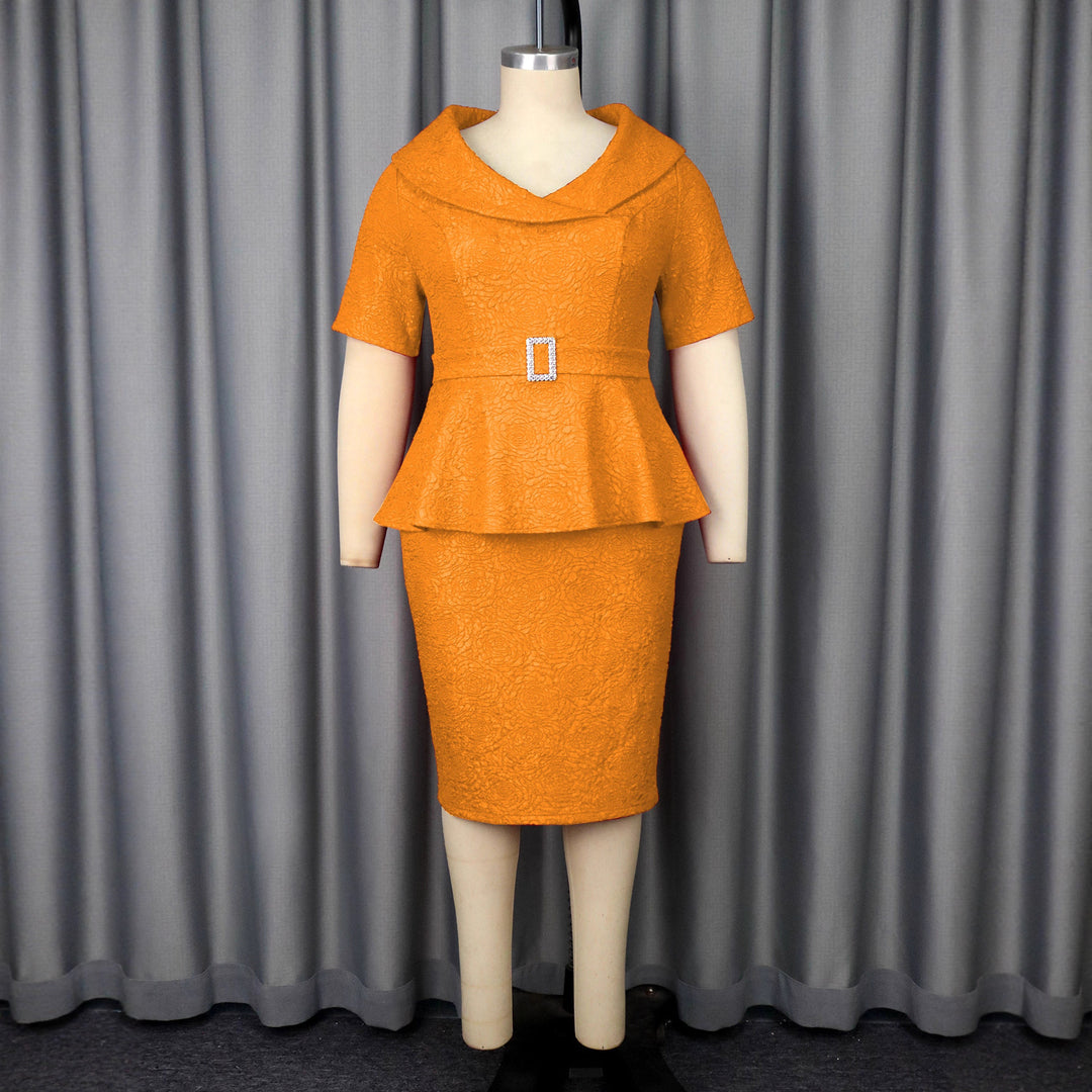 Damen figurbetontes Peplum-Kleid mit Raffinierter Taillierung R&B