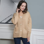 Damen Grobstrick Cardigan mit praktischen Eingrifftaschen und V-Ausschnitt