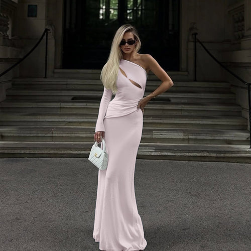 Damen elegantes und figurbetontes Abendkleid mit asymmetrischem Schnitt R&B