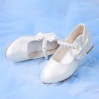 Mädchen elegante Ballerinas mit Schleifen- und Perlenakzenten R&B