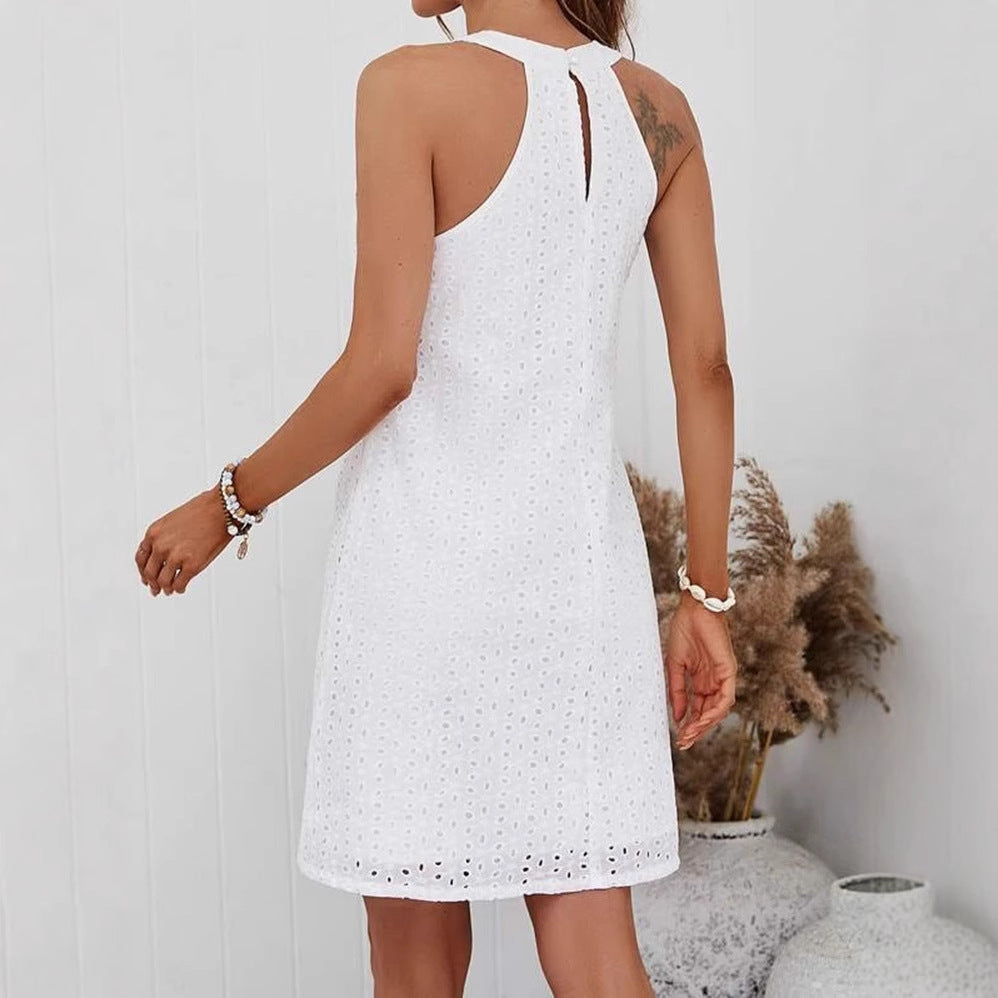 Damen Sommerkleid mit luftigem Schnitt und dekorativem Lochmuster R&B