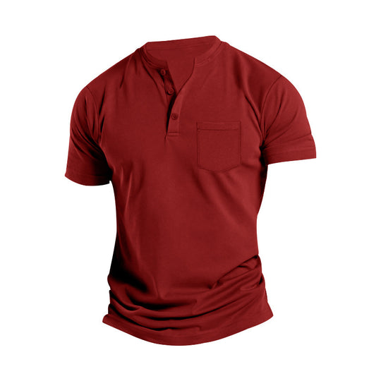 Herren Kurzarm Henley-Shirt mit praktischem Knopfdetail R&B