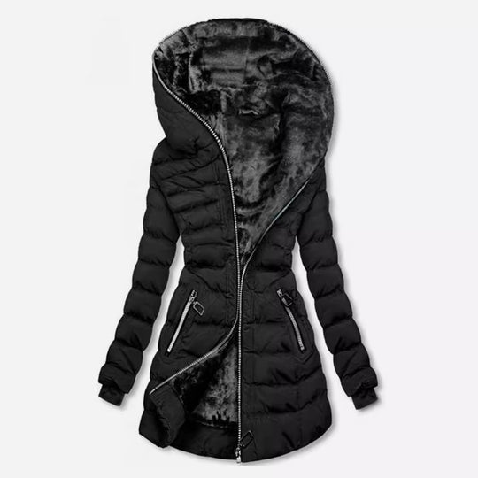 Damen gesteppte Winterjacke mit luxuriösem Futter und modischem hohem Kragen R&B