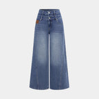 Damen modische High-Waist Jeans mit weitem Bein