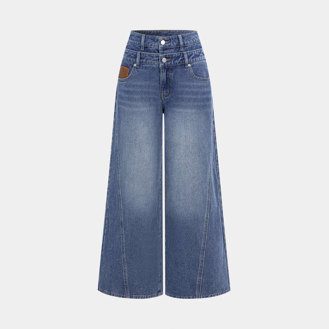 Damen modische High-Waist Jeans mit weitem Bein
