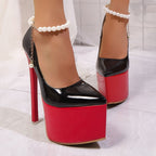 Damen Plateau Stiletto-Pumps mit feinem Perlenschmuck R&B