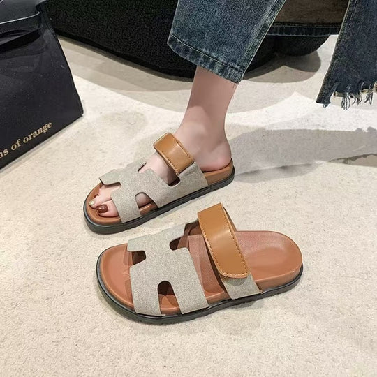 Damen Bequeme Sommer-Pantoletten mit ergonomischem Fußbett und modischen Riemen R&B
