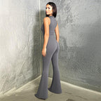 Damen Fließender Jumpsuit mit ausgestellt Bein R&B