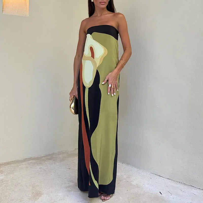 Damen Maxikleid mit elegantem Design und farbenfrohen Akzenten R&B
