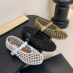Damen Netz-Ballerinas mit verstellbarem Riemen und modischem Design