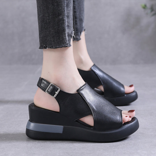 Damen Offene Wedge-Sandalen mit verstellbarem Riemendesign R&B
