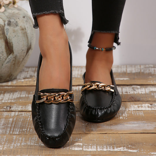 Damen Mokassin-Slipper mit elegantem Ketten-Detail R&B