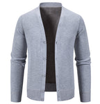 Herren kuschelige Strickjacke mit V-Ausschnitt und Knopfleiste R&B
