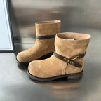 Damen elegante Short-Boots mit modischem Riemen und komfortablem Fußbett R&B