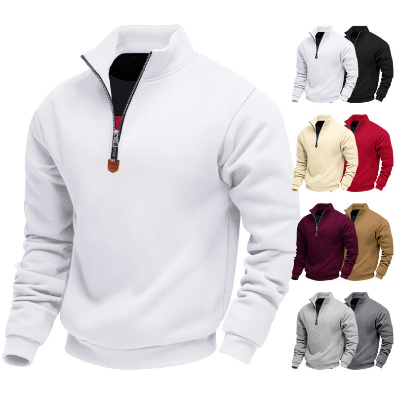 Herren sportlicher Pullover mit halbem Reißverschluss und modischem Stehkragen R&B