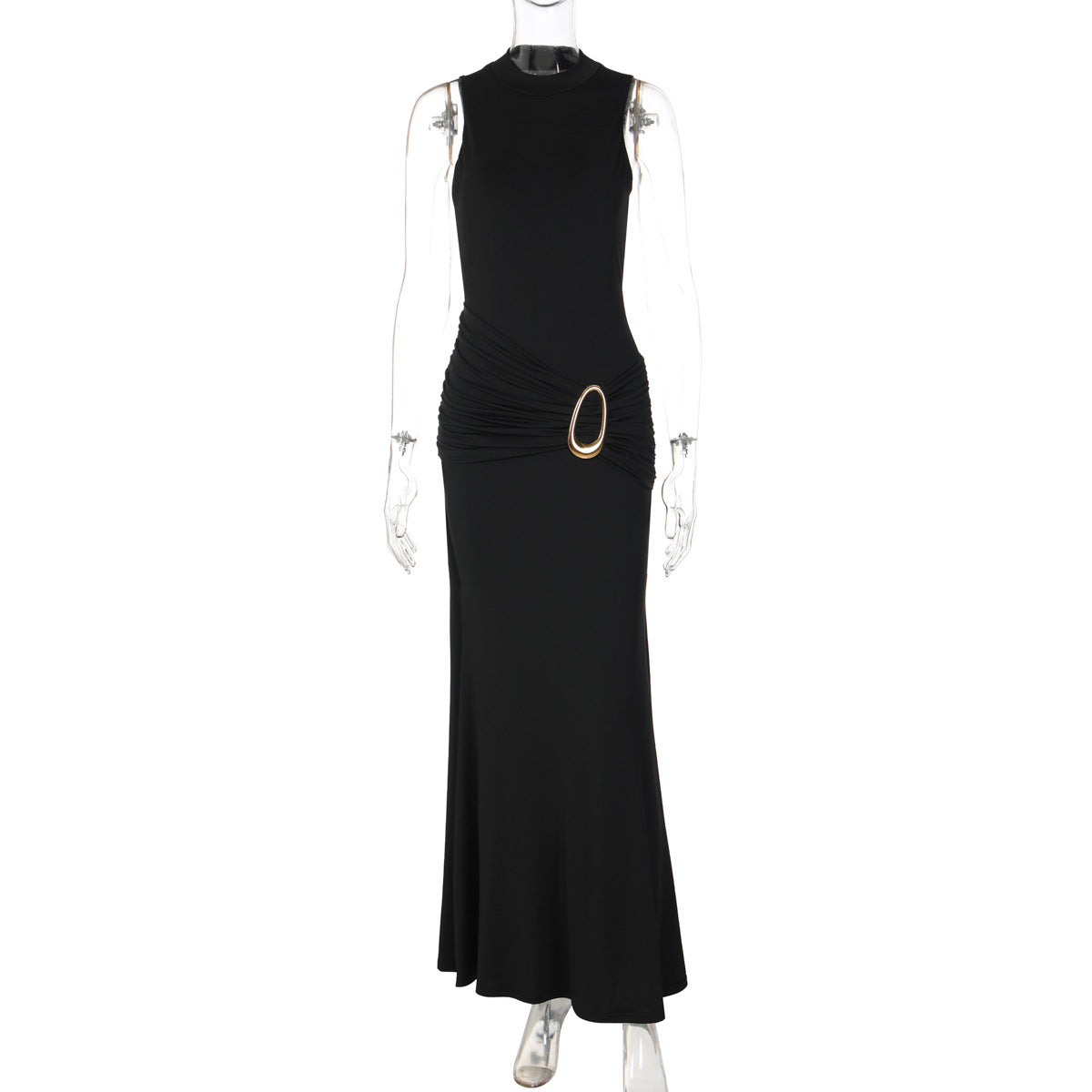 Damen Langermiges Maxikleid mit raffiniertem Raffungselement R&B