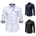 Herren nan elegantes schmal geschnittenes Hemd mit Paisley-Kontrastbesatz an Kragenleiste Manschetten und Brusttasche R&B