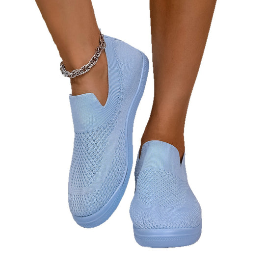 Damen bequeme Slip-On Sneakers mit atmungsaktivem Strickdesign R&B