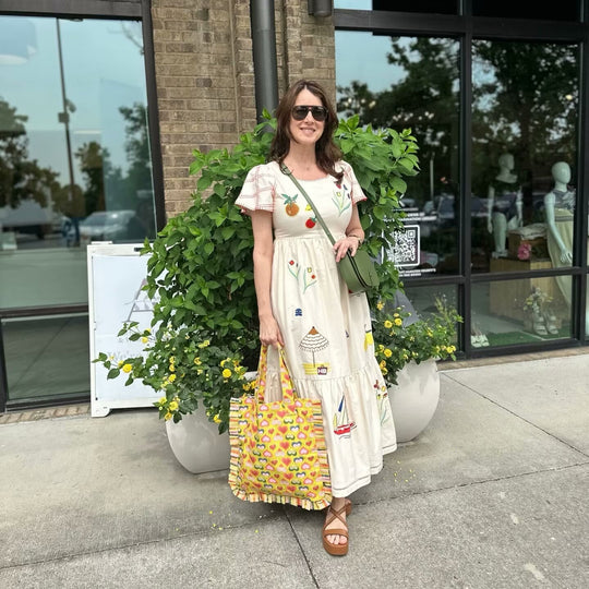 Damen Sommerkleid mit buntem Stickdesign und lockerem Schnitt R&B