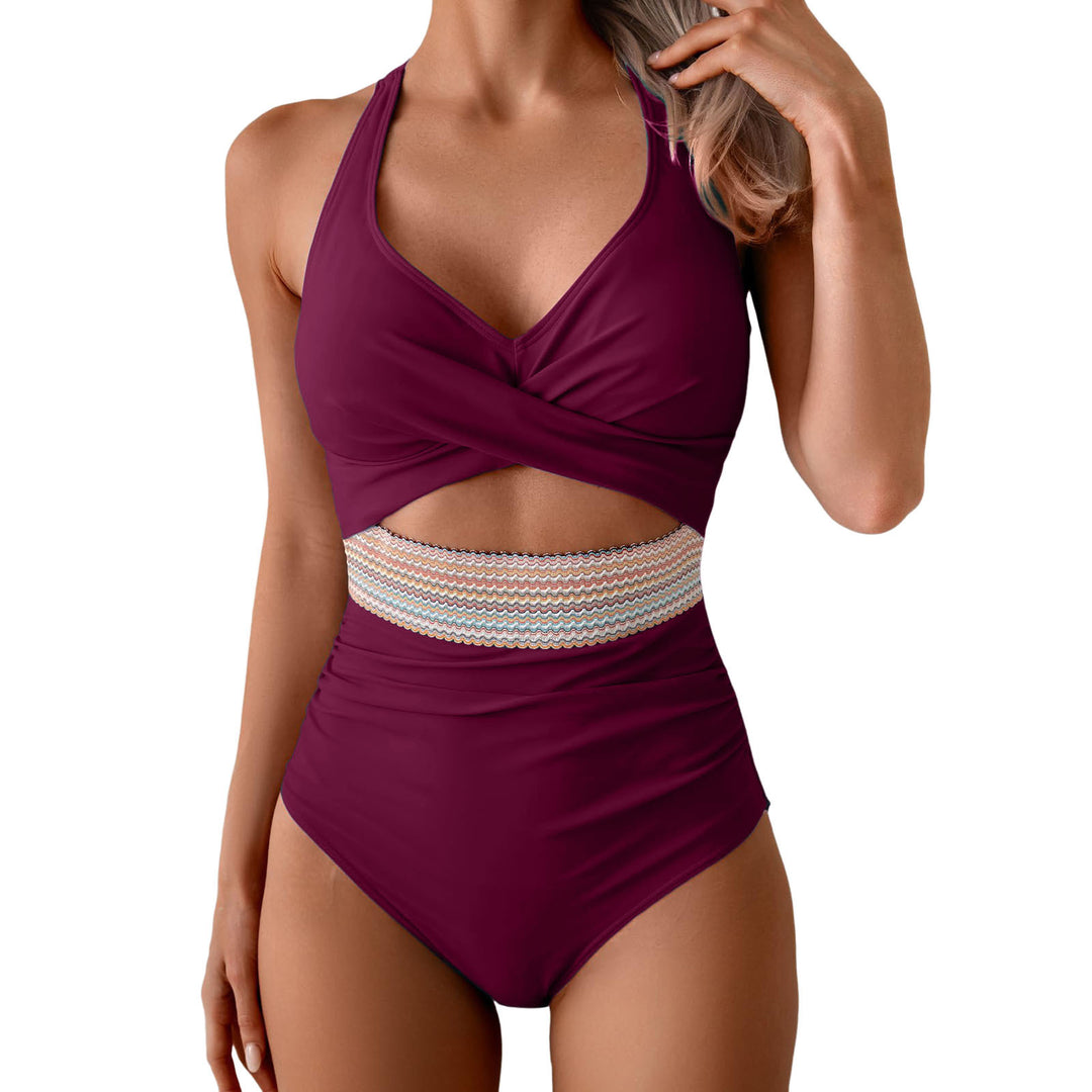 Damen Einteiliges Badeoutfit mit innovativer Wickeloptik R&B
