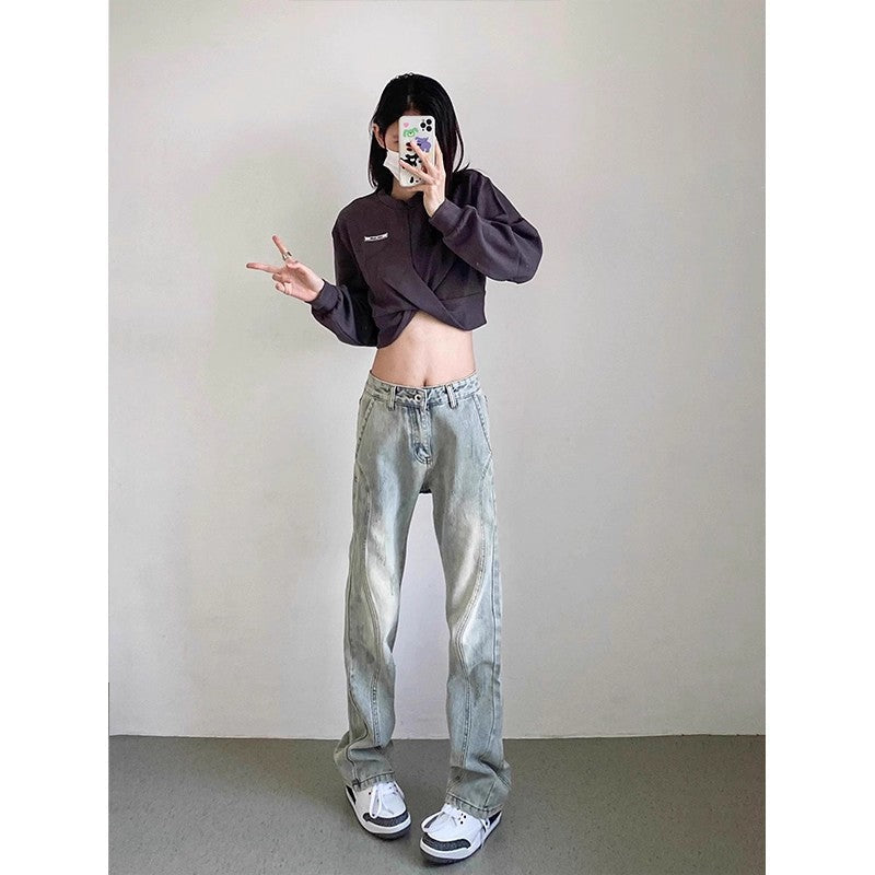 Herren weite Denim-Jeans mit modischem Used-Look