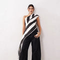 Damen asymmetrisches Wickeloberteil mit Streifenmuster R&B