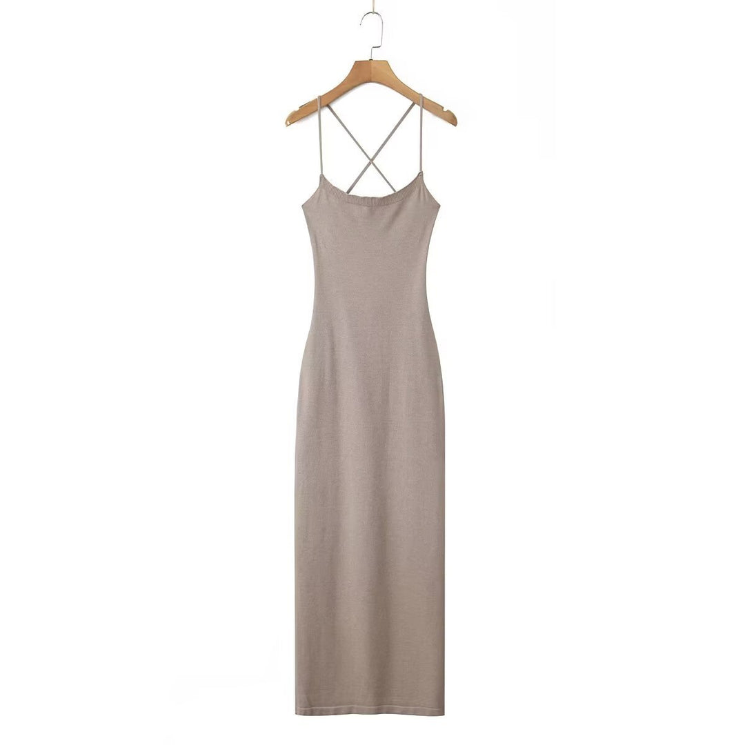 Damen lässiges Maxikleid mit verstellbaren Trägern und elegantem Rücken R&B