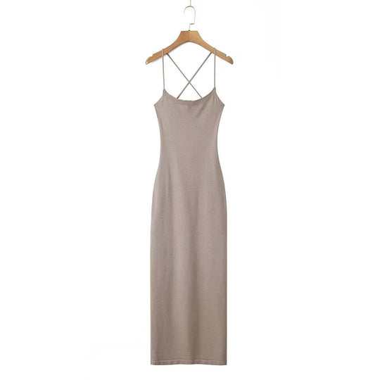 Damen lässiges Maxikleid mit verstellbaren Trägern und elegantem Rücken R&B