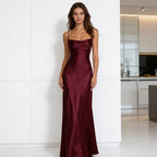 Damen Elegantes satin Abendkleid mit tailliertem Schnitt und schmalen Trägern R&B
