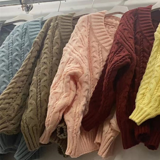 Damen Kuscheliger Grobstrick-Cardigan mit V-Ausschnitt und weiten Ärmeln R&B